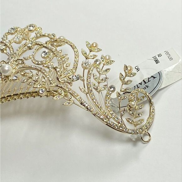 Homa Bridal 250 Crystal Gold Bridal Tiara Headpiece Hair Jewelry Wedding main image 7